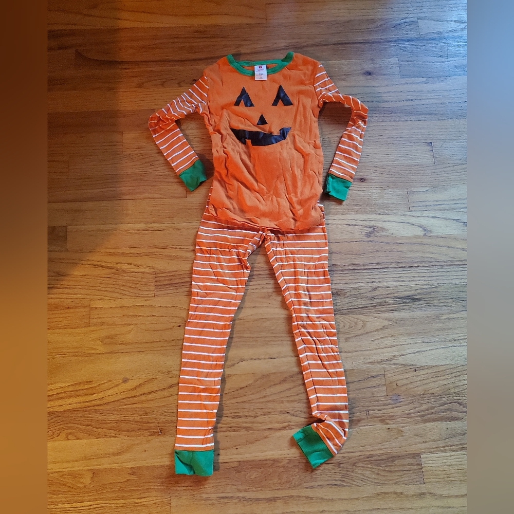 Pumpkin Halloween Pajama Set for Kids 2 Piece Set Size 8 Unisex Preowned